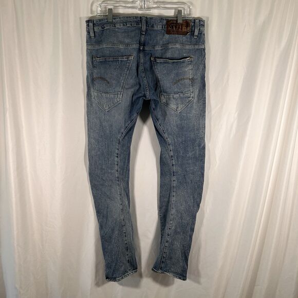 G-Star Raw ARC 3D Slim Jeans Men's 32x32 Light Wash Denim Distressed Button Fly - Picture 6 of 10